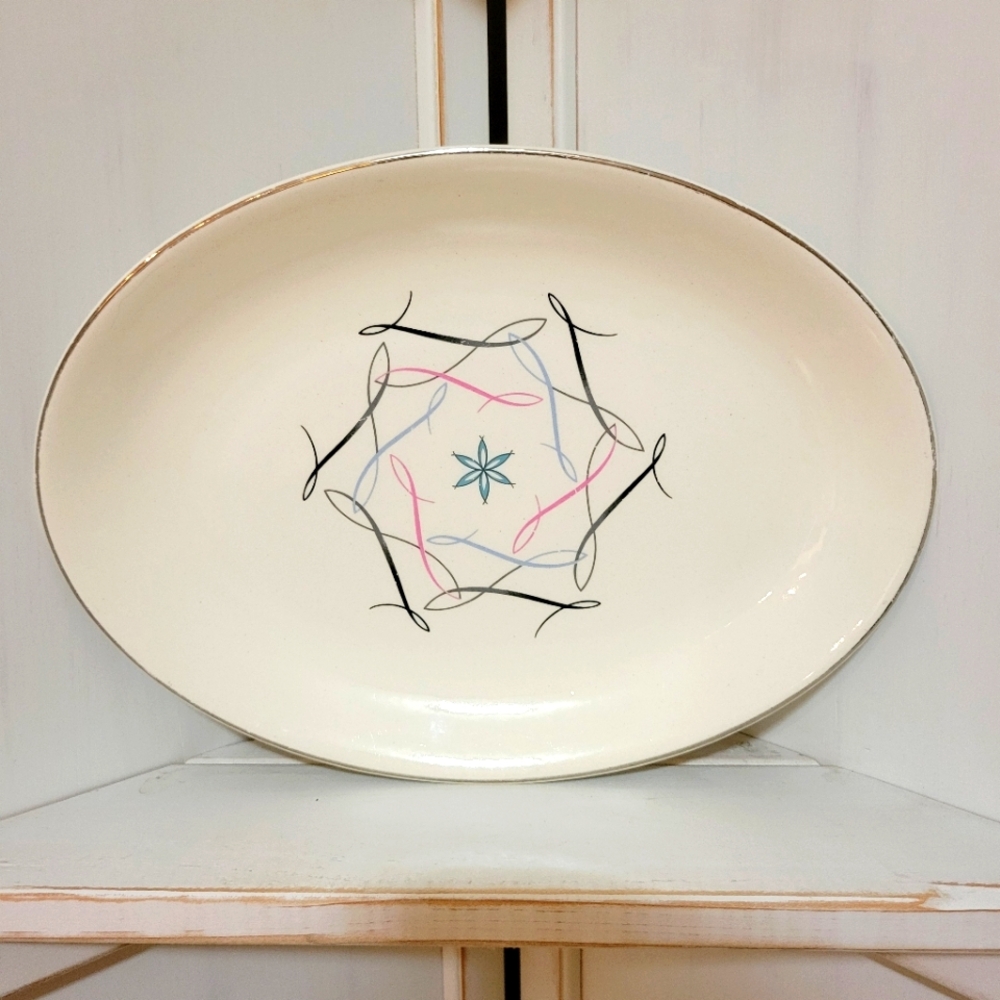 Vintage Mid Century Harmony House Platter in Domino Pattern